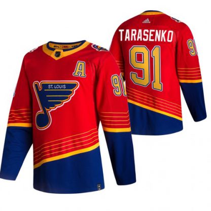 St. Louis St. Louis Blues #91 Vladimir Tarasenko Red Men's Adidas 2020-21 Reverse Retro Alternate NHL Jersey