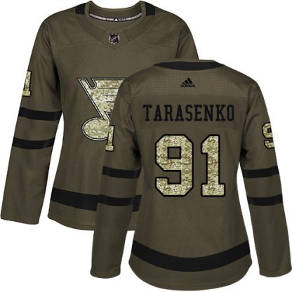 Adidas St. Louis Blues #91 Vladimir Tarasenko Green Salute to Service Women's Stitched NHL Jersey