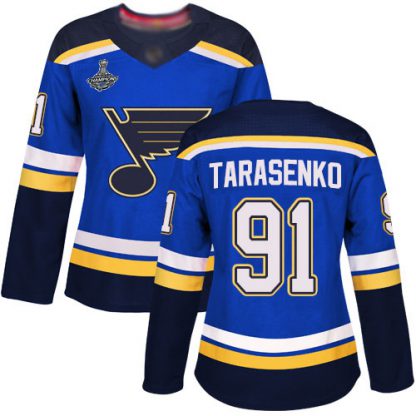 Adidas St. Louis Blues #91 Vladimir Tarasenko Blue Home Authentic Stanley Cup Champions Women's Stitched NHL Jersey