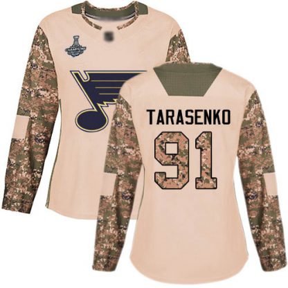 Adidas St. Louis Blues #91 Vladimir Tarasenko Camo Authentic 2017 Veterans Day Stanley Cup Champions Women's Stitched NHL Jersey