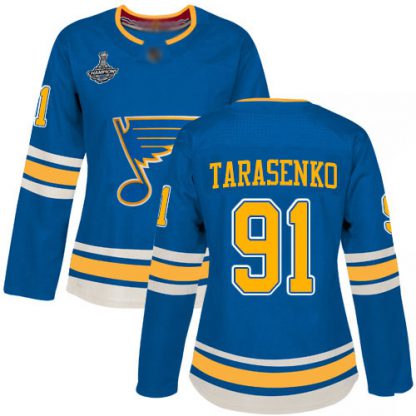 Adidas St. Louis Blues #91 Vladimir Tarasenko Blue Alternate Authentic Stanley Cup Champions Women's Stitched NHL Jersey