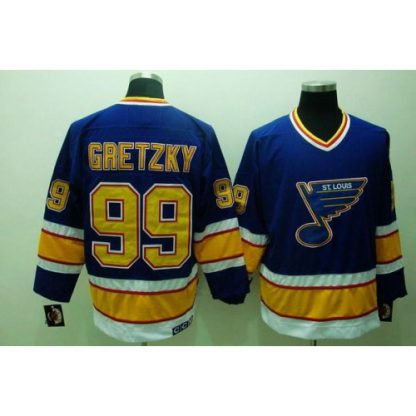 St. Louis Blues #99 Wayne Gretzky Stitched Blue CCM Throwback NHL Jersey