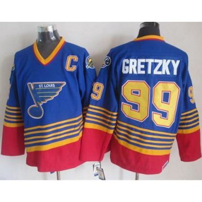 St. Louis Blues #99 Wayne Gretzky Light Blue/Red CCM Throwback Stitched NHL Jersey