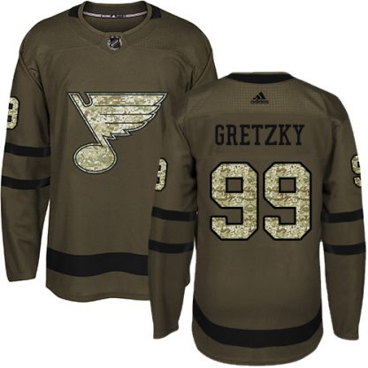 Adidas St. Louis Blues #99 Wayne Gretzky Green Salute to Service Stitched NHL Jersey
