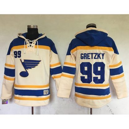 St. Louis Blues #99 Wayne Gretzky Cream Sawyer Hooded Sweatshirt Stitched NHL Jersey