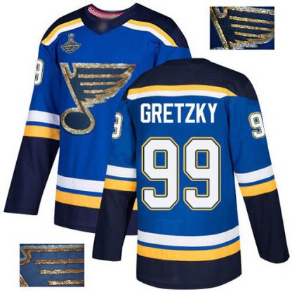 Adidas St. Louis Blues #99 Wayne Gretzky Blue Home Authentic Fashion Gold Stanley Cup Champions Stitched NHL Jersey
