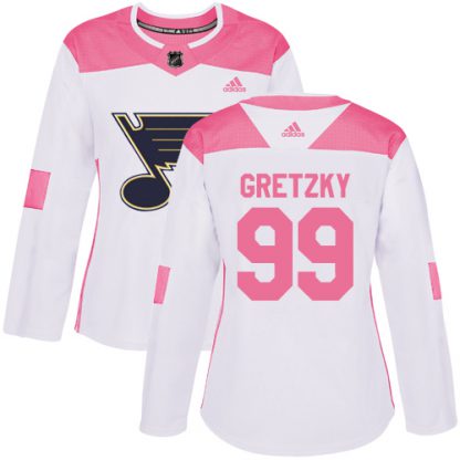 Adidas St. Louis Blues #99 Wayne Gretzky White/Pink Authentic Fashion Women's Stitched NHL Jersey