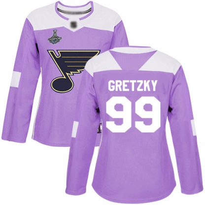 Adidas St. Louis Blues #99 Wayne Gretzky Purple Authentic Fights Cancer Stanley Cup Champions Women's Stitched NHL Jersey