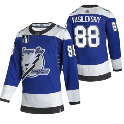 Tampa Bay Tampa Bay Lightning #88 Andrei Vasilevskiy Blue Men's Adidas 2022 Stanley Cup Final Patch Reverse Retro Alternate NHL Jersey