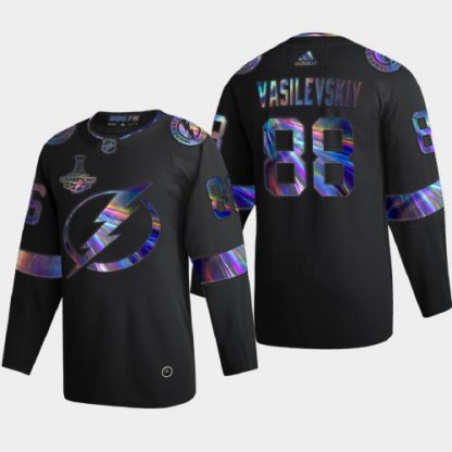 Tampa Bay Tampa Bay Lightning #88 Andrei Vasilevskiy Men's Nike Iridescent Holographic Collection NHL Jersey - Black