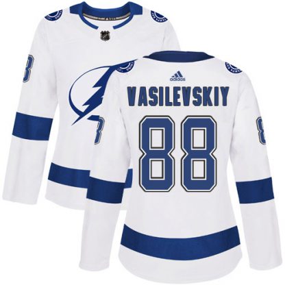 Adidas Tampa Bay Lightning #88 Andrei Vasilevskiy White Road Authentic Women's Stitched NHL Jersey