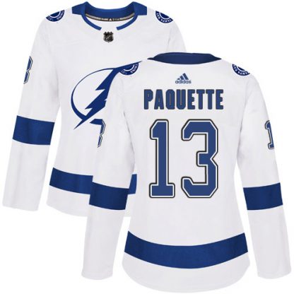 Adidas Tampa Bay Lightning #13 Cedric Paquette White Road Authentic Women's Stitched NHL Jersey