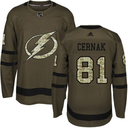 Adidas Tampa Bay Lightning #81 Erik Cernak Green Salute to Service Stitched NHL Jersey