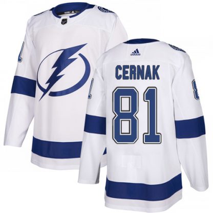 Adidas Tampa Bay Lightning #81 Erik Cernak White Road Authentic Stitched NHL Jersey