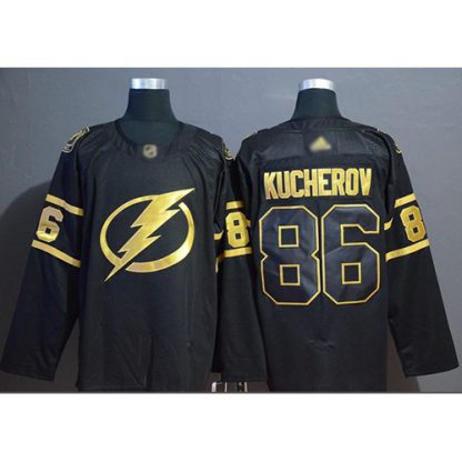 Adidas Tampa Bay Lightning #86 Nikita Kucherov Black/Gold Authentic Stitched NHL Jersey