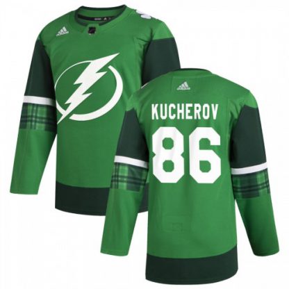 Tampa Bay Tampa Bay Lightning #86 Nikita Kucherov Men's Adidas 2020 St. Patrick's Day Stitched NHL Jersey Green