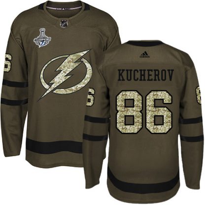 Adidas Tampa Bay Lightning #86 Nikita Kucherov Green Salute to Service 2020 Stanley Cup Champions Stitched NHL Jersey