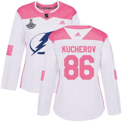 Adidas Tampa Bay Lightning #86 Nikita Kucherov White/Pink Authentic Fashion Women's 2020 Stanley Cup Champions Stitched NHL Jersey