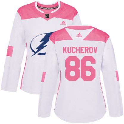 Adidas Tampa Bay Lightning #86 Nikita Kucherov White/Pink Authentic Fashion Women's Stitched NHL Jersey
