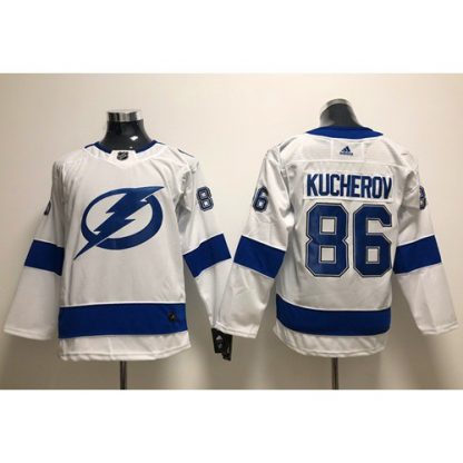 Adidas Tampa Bay Lightning #86 Nikita Kucherov White Road Authentic Stitched Youth NHL Jersey