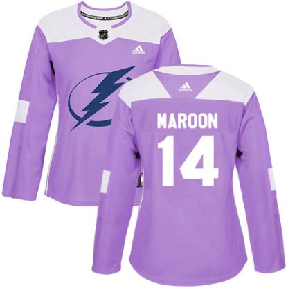 Adidas Tampa Bay Lightning #14 Pat Maroon Purple Authentic Fights Cancer Women's Stitched NHL Jersey