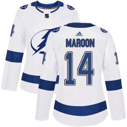 Adidas Tampa Bay Lightning #14 Pat Maroon White Road Authentic Women's Stitched NHL Jersey