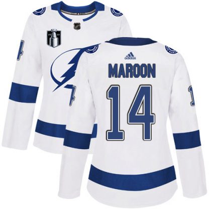 Adidas Tampa Bay Lightning #14 Pat Maroon White 2022 Stanley Cup Final Patch Women's Road Authentic NHL Jersey