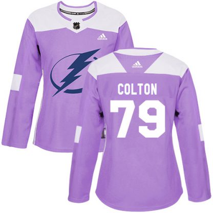 Adidas Tampa Bay Lightning #79 Ross Colton Purple Women's Authentic Fights Cancer Stitched NHL Jersey