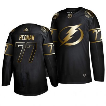Adidas Tampa Bay Lightning #77 Victor Hedman Men's 2019 Black Golden Edition Authentic Stitched NHL Jersey