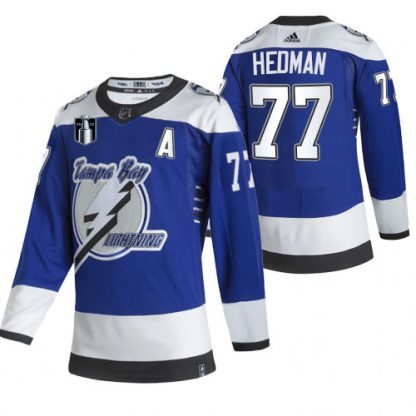 Tampa Bay Tampa Bay Lightning #77 Victor Hedman Blue Men's Adidas 2022 Stanley Cup Final Patch Reverse Retro Alternate NHL Jersey