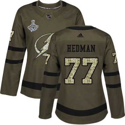 Adidas Tampa Bay Lightning #77 Victor Hedman Green Salute to Service Women's 2020 Stanley Cup Champions Stitched NHL Jersey