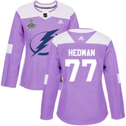 Adidas Tampa Bay Lightning #77 Victor Hedman Purple Authentic Fights Cancer Women's 2020 Stanley Cup Champions Stitched NHL Jersey