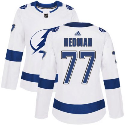 Adidas Tampa Bay Lightning #77 Victor Hedman White Road Authentic Women's Stitched NHL Jersey
