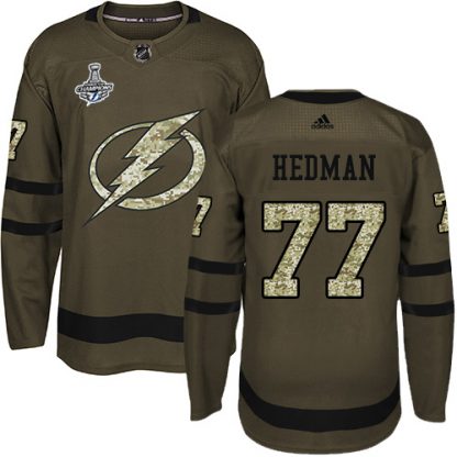 Adidas Tampa Bay Lightning #77 Victor Hedman Green Salute to Service Youth 2020 Stanley Cup Champions Stitched NHL Jersey