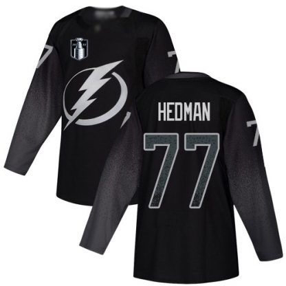 Adidas Tampa Bay Lightning #77 Victor Hedman Black 2022 Stanley Cup Final Patch Youth Alternate Authentic Stitched NHL Jersey