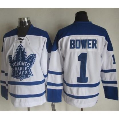 Toronto Maple Leafs #1 Johnny Bower White CCM Throwback Winter Classic Stitched NHL Jersey