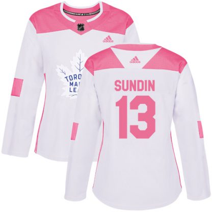 Adidas Toronto Maple Leafs #13 Mats Sundin White/Pink Authentic Fashion Women's Stitched NHL Jersey