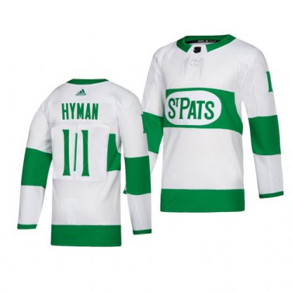 Toronto Maple Leafs #11 Zach Hyman adidas White 2019 St. Patrick's Day Authentic Player Stitched NHL Jersey