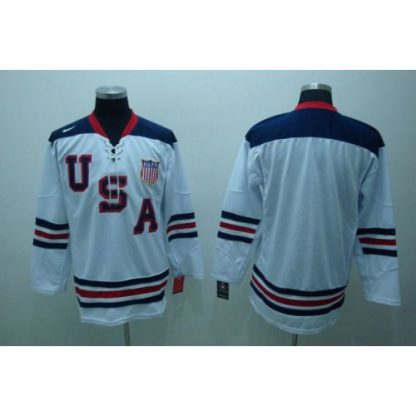 2010 Olympic Team USA Blank Embroidered White 1960 Throwback NHL Jersey