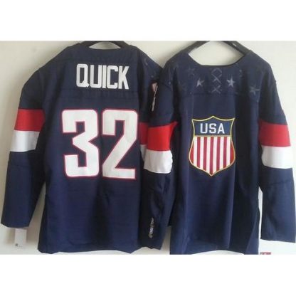 2014 Olympic Team USA #32 Jonathan Quick Navy Blue Stitched NHL Jersey