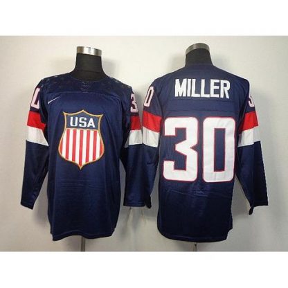 2014 Olympic Team USA #30 Ryan Miller Navy Blue Stitched NHL Jersey