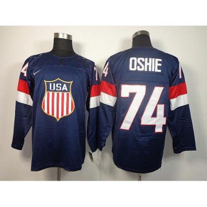 2014 Olympic Team USA #74 T. J. Oshie Navy Blue Stitched NHL Jersey