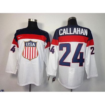 2014 Olympic Team USA #24 Ryan Callahan White Stitched NHL Jersey