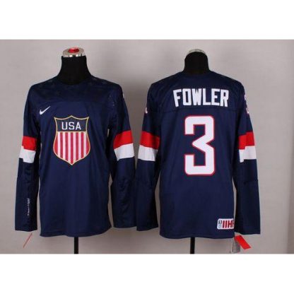 2014 Olympic Team USA #3 Cam Fowler Navy Blue Stitched NHL Jersey