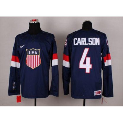2014 Olympic Team USA #4 John Carlson Navy Blue Stitched NHL Jersey