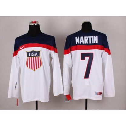 2014 Olympic Team USA #7 Paul Martin White Stitched NHL Jersey