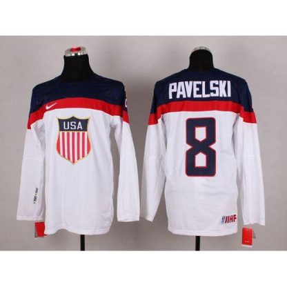 2014 Olympic Team USA #8 Joe Pavelski White Stitched NHL Jersey