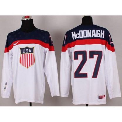 2014 Olympic Team USA #27 Ryan McDonagh White Stitched NHL Jersey