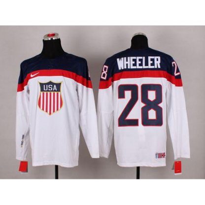 2014 Olympic Team USA #28 Blake Wheeler White Stitched NHL Jersey