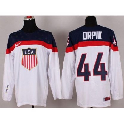 2014 Olympic Team USA #44 Brooks Orpik White Stitched NHL Jersey